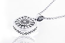 Square Double face Sun and Halo Necklace